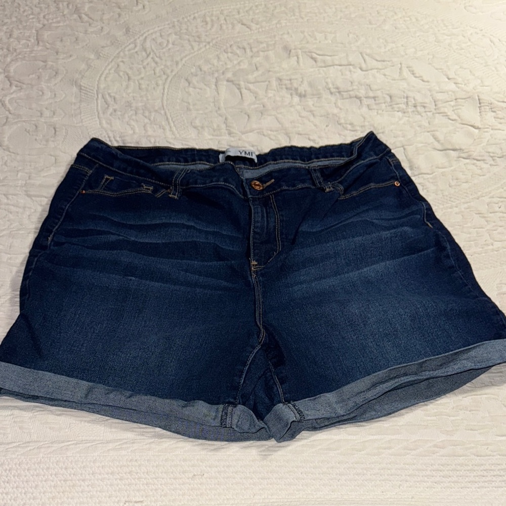 YMI Blue Jean Shorts with Frayed Hem and Distressed Look